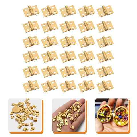 30 Piece Mini Copper Hinges for Tiny Wooden Boxes Jewelry Boxes and DIY Projects 8 By 10 Mm Micro Miniature Cabinet Hardware Rust Resistant