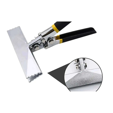 Heavy Duty Sheet Metal Bending Pliers With Wide 80mm Jaws, showing ergonomic nickel-plated steel construction for welding projects.