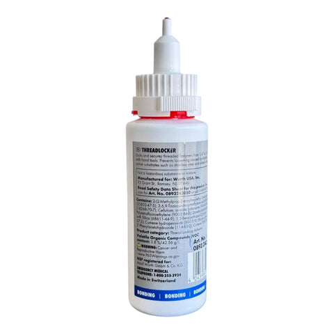 Side view of Blue Wurth DOS Thread Locker Medium Strength For Automotive, Machinery And Industrial Use, 1.76 oz bottle