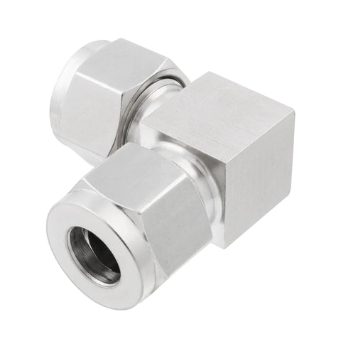 Yoebor stainless steel 304 compression 90-degree elbow fitting, 1/4 in OD x 1/4 in OD.