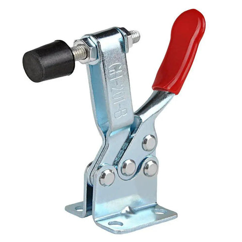 Heavy Duty Toggle Clamp Set 2 Pack With 198 Lb Holding Power, red handle, horizontal metal anti-slip quick release clamp for woodworking and metalworking.