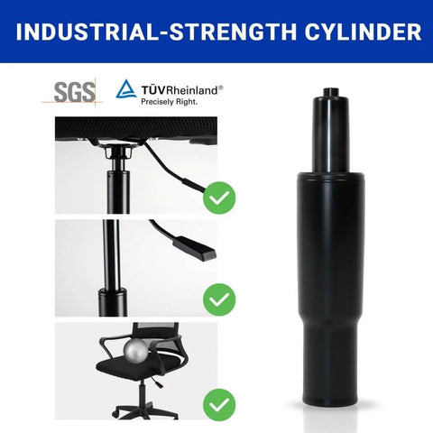 2.4 Inch Short Gas Lift Cylinder For Office Chairs, Heavy Duty 1000lbs Class 4 Hydraulic Lift, Easy Drop In Replacement