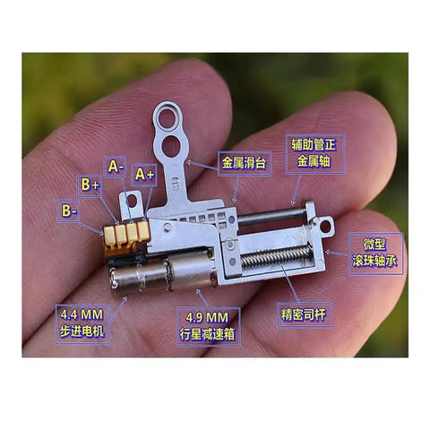 Compact 11mm Stroke Linear Actuator Tiny Five Millimeter Travel 5V 2 Phase Four Wire Precision Metal Gearbox Stepper Motor.