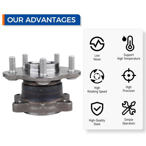 Side view of Rear Wheel Hub Bearing Assembly For Nissan Altima 2002 2006, Maxima 2004 2008, Quest 2004 2009 5 Lug Direct Fit OEM Replacement