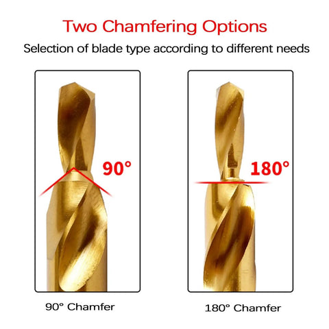 Two Stage Step Drill Bit Set M3 To M12 With Counterbore And Countersink For Stainless Steel Aluminum Copper And Plastics Heavy Duty Pro Grade Bits Deliver Precise Holes And Clean Chamfers M8 180 Degree Included showing 90 and 180 degree options