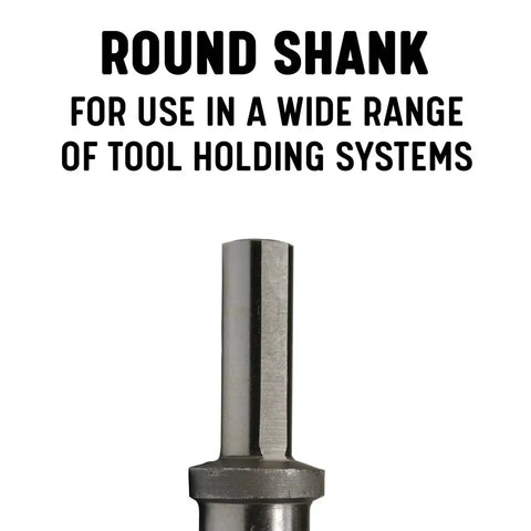 Close-up of Drill America Five Eighth Inch Bridge Reamer For Construction And Hole Alignment With Half Inch Shank DWR Series showing round shank