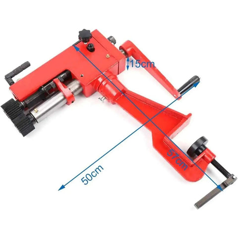 Manual Sheet Metal Bead Roller Machine 22 Gauge Hand Crank Beading Tool With 6 Dies Kit dimensions shown in red