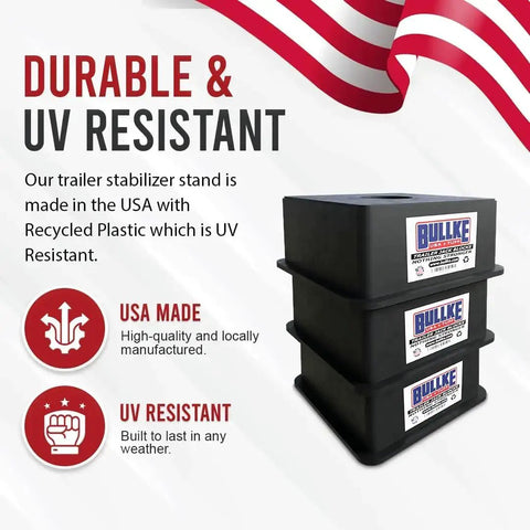 Heavy Duty Trailer Jack Blocks for RVs Up To 18,000 Lbs, UV Resistant Stabilizing Pads, stacked, USA made, durable and UV resistant