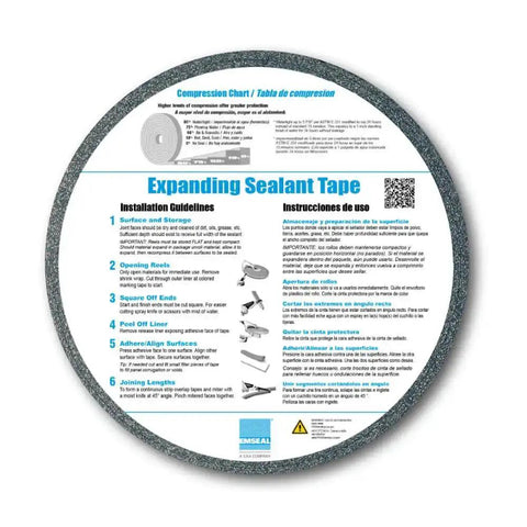 5-Pack All-Purpose Foam Sealant Tape For Windows, Doors And Metal Buildings, Three-Eighths Inch Thick Expands To 1.5 Inches label