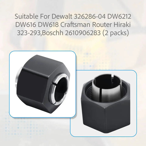 Half Inch Router Collet And Nut Replacement For DW6212 DW618 DW616 Routers Twelve Point Seven Millimeter Compatible Two Pack