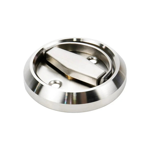 Two Pack Round Recessed Hidden Concealed Cabinet Pulls for Doors and Closets, 201 Stainless Steel, Flush Mount Pull Handle, side view