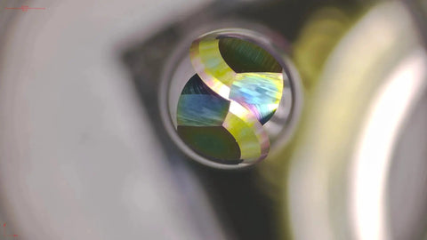 Close-up view of Extra Long Ball Nose Carbide End Mill Set With DLC Coating For CNC Milling Aluminum And Wood showing the colorful DLC coating.