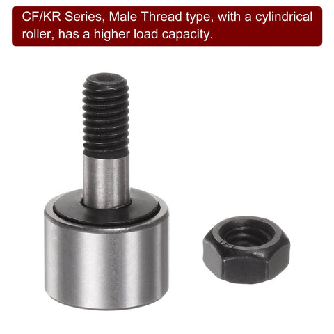 Cam follower KR16 stud-type bearing with M6x1.0 thread, 16mm roller diameter; 2-piece set with hex nut