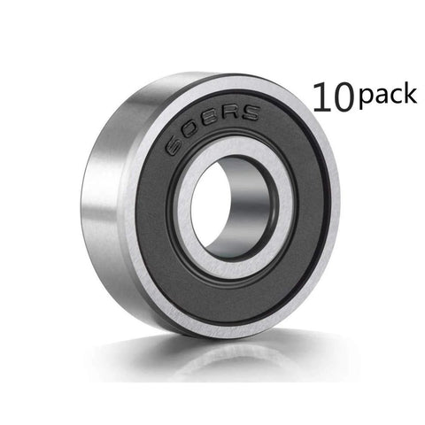 10-pack 608-RS ball bearings, double rubber-sealed shielded, 8x22x7mm steel for skateboards and inline skates