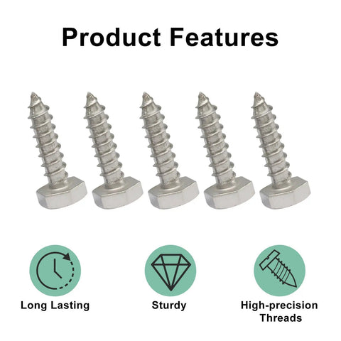 Heavy Duty Lag Screws Set Of Fifty, One Quarter Inch Diameter By One Inch Length, Stainless Steel 304 Partial Thread Bolts