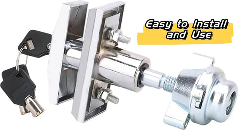 Universal T Handle Vending Machine Lock With Keys, heavy duty zinc plated hardware, includes 3 keys, easy to install