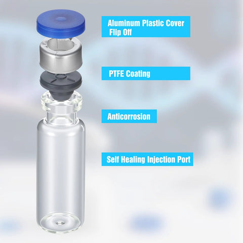 5ml glass vial with blue aluminum-plastic flip-cap, PTFE coating, self-healing injection port.