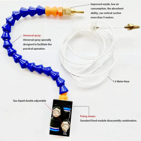 Mist Coolant Lubrication Spray System for Milling Machines and CNC Machining Tools adjustable nebulizer with 1.5 meter hose