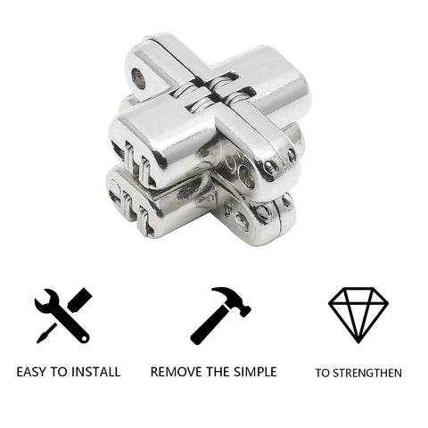 Hidden Gate Hinge Set For Cabinets 1-3/4 Inch Invisible Hinge With Concealed Barrel 180 Degree Opening 6 Pack With Screws