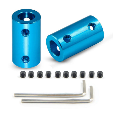 Cionyce 2-pack aluminum bore rigid motor couplings with 12 set screws and two Allen wrenches, light blue