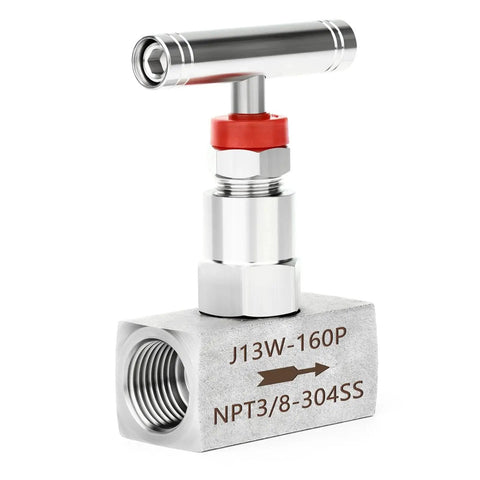 Two Pack High Pressure Stainless Steel Straight Needle Valve 304 For Water Gas Oil Flow Control With Three Eighths Inch Female NPT And Nipple