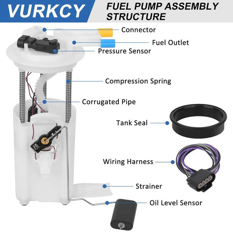 Diagram of Electric Fuel Pump With Fuel Pressure Sensor Drop-In For Cadillac Escalade 2002 2003 V8 5.3L 6.0L Chevy Tahoe 2000-2003 V8 4.8L 5.3L GMC Yukon 2000-2003 V8 4.8L 5.3L 6.0L E3508M showing parts and labels