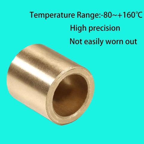Close-up of self lubricating sintered bronze sleeve bearing, 6mm bore, high wear resistance, temperature range -80~160°C for machinery use
