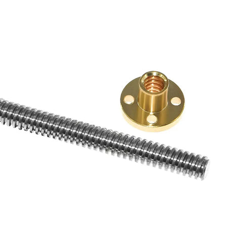 1200Mm T8 Lead Screw With 2Mm Lead And 2Mm Pitch, Stainless Steel Rod With Copper Nut For 3D Printer And CNC Z Axis, Pre Drilled Mounting Holes