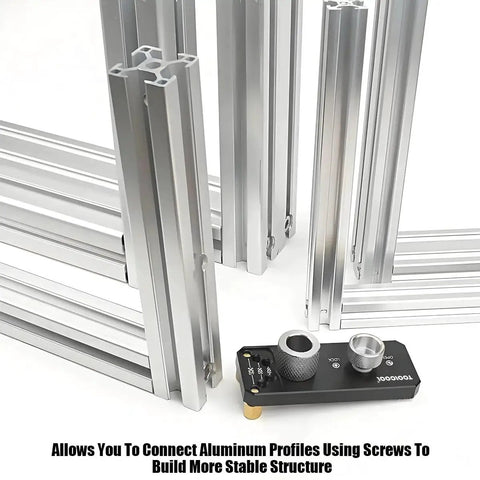 Aluminum Profile Drill Guide With M6 And M8 Step Drill Bits For 20, 30 And 40 Series European Standard Aluminum Extrusion Profiles on display