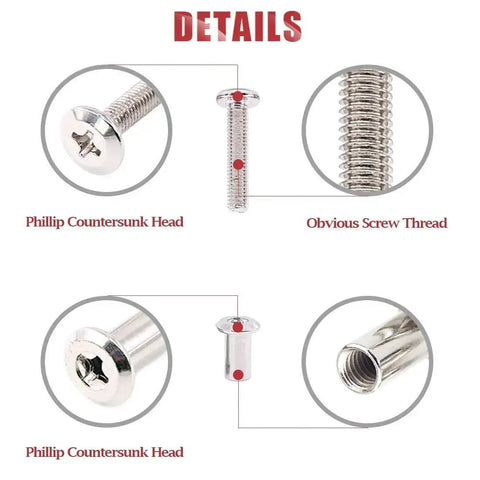 Phillips Countersunk M6 Screws Set 20, 30, 40, 50, 60, 70, 80mm Assorted Bolts showing head and thread details