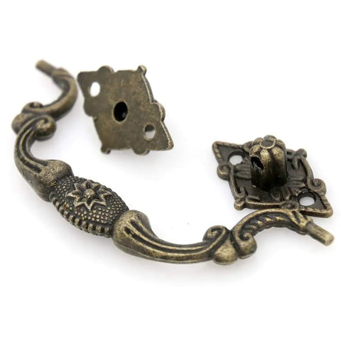4 Pack Vintage Antique Brass Bail Pull Handles For Wooden Drawers Cabinets And Cupboards, Medium Size, 4.4 Inch Long And 1.96 Inch High