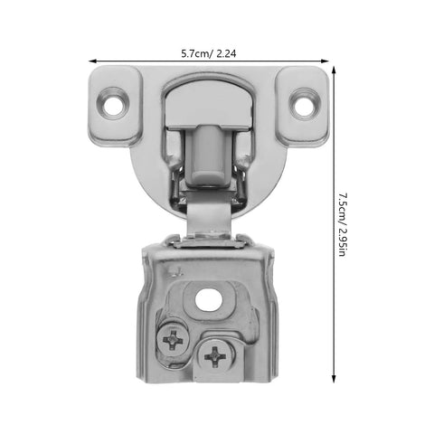 Front view of 3D Adjustable Silent Cabinet Hinges For Frameless Kitchen Cabinets One Inch Short Arm Self Closing With Soft Close Damping Mechanism Hinge Set By Hohopeti