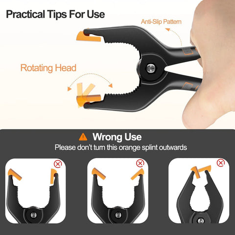 EMART 12-pack heavy-duty 4.5-inch plastic backdrop clamps with black body and orange tips