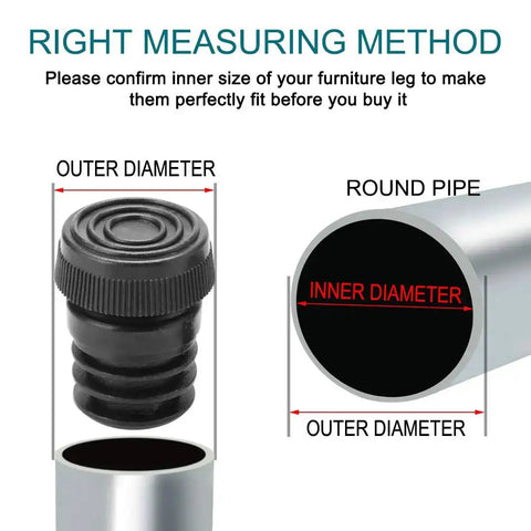 Diagram showing measurement guide for installing 1 Inch Furniture Leveling Feet Set, 25mm OD Round Insert Adjustable Levelers.