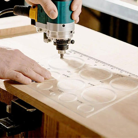 Two Piece 15 In One Acrylic Router Templates For Woodworking With Heart Inlay Template And Circle Template Jig Drawing Cut Guide Pro Grade Inlay Tools And Accessories Set For DIY Wood Projects used with a router on wood