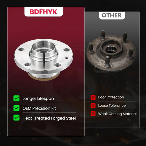 Comparison of new and old rear wheel bearing hub assembly for Audi Q3 TT 2008-2018 and VW, highlighting features and durability.