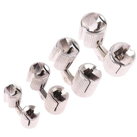 Four Pack Brass Barrel Hidden Hinges For Concealed Cabinet Doors With 180 Degree Swing Pro Grade Cylindrical Invisible Hinges