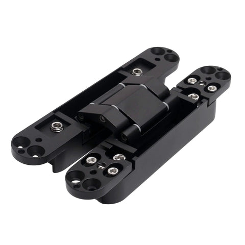 Hidden Door Hinges Heavy Duty Black Zinc Alloy 6 Inch By 2.5 Inch By 1 Inch Concealed Hinges 180 Degree Swing With 3 Way Adjustable Alignment
