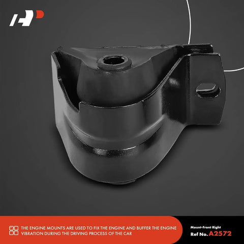 Front view of Two Piece Front Engine Motor Mount Set for Jeep Wrangler 1991-1995, Cherokee 1987-2001, Comanche 1987-1992, Wagoneer 1987-1990