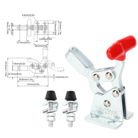 2 Piece Toggle Clamp Set Quick Release Vertical Welding Holding Clamps for Woodworking Jigs and Fixtures with dimensions