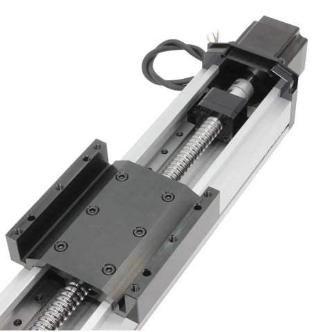 Top view of Two Hundred Millimeter Travel Fully Enclosed Dual Linear Stage Actuator with SFU1605 ballscrew and NEMA23 stepper motor.