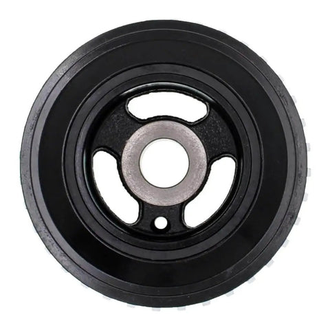 Front view of Crankshaft Harmonic Balancer For Ford Escape 2009 2010 2011 2012 Steel Black Keyway Type 66.6mm Depth Replacement