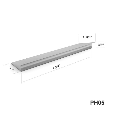 Self-Adhesive Edge Fingerpull Door Handle Screwless Peel And Stick Installation for Glass Wood, dimensions shown, 2 Pack