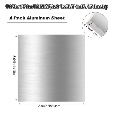 Four Pack 6061 Aluminum Sheets 3.9 X 3.9 X 0.47 Inch Aluminum Plate With Protective Film illustration of dimensions