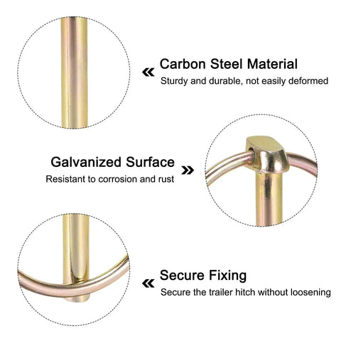 Linch Pin With Ring Set 2 Pack 3/16 Inch By 1-3/4 Inch Heavy Duty Trailer Pins, carbon steel and rust-resistant features shown.