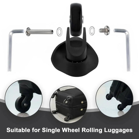 Set Of 8 Luggage Replacement Wheels With 50mm Rubber Swivel Casters For Suitcases And Travel Trolleys, Wear-Resistant And Very Quiet Bearings Repair Kit, components shown