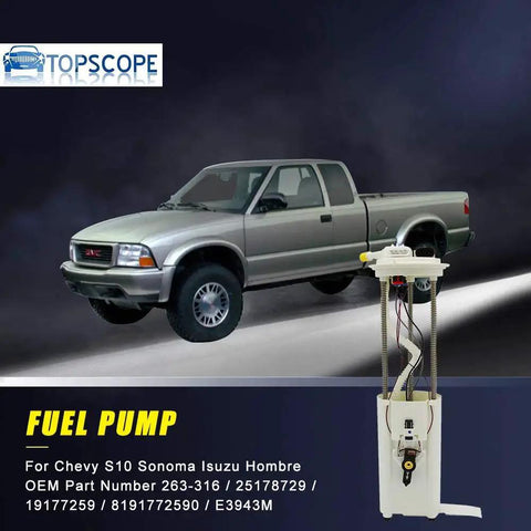 Electric Fuel Pump Module Assembly For Chevy S10 GMC Sonoma Isuzu Hombre 2.2L L4 In Tank Direct OE Replacement Fits 1997 1998 1999 2000 Replaces E3943M