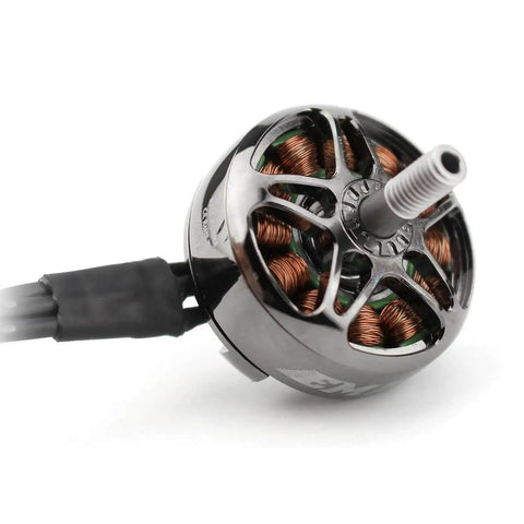 Close-up of Eco II 2807 Brushless RC Motor for FPV Racing Drones set with multi-strand winding and durable quadcopter spare parts.
