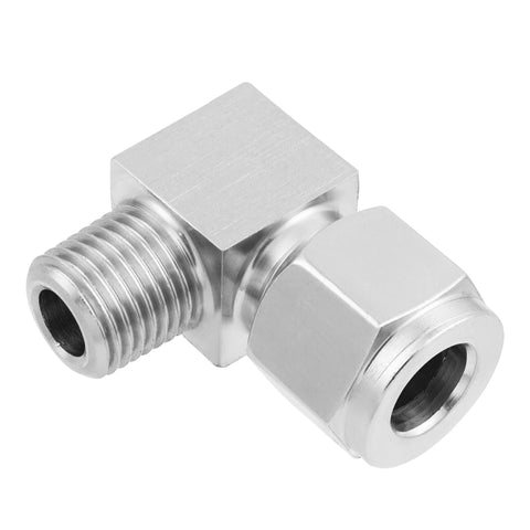 Yoebor stainless steel 90-degree compression elbow fitting, 3/8 in OD to 3/8 in NPT male, double ferrules, pack of 2