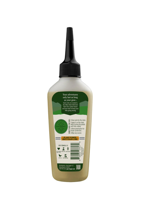 Back view of Plant Powered Bike Chain Lubricant 3.2 Oz Pack Of 1, Eco Friendly No Teflon No Petroleum No PTFE with green label
